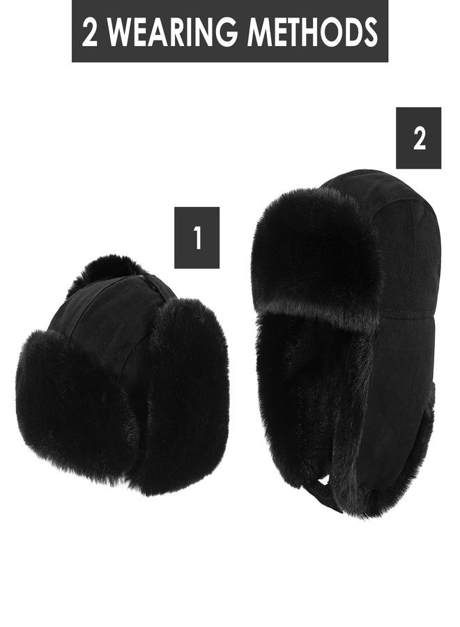 Tyzrdnac Trapper Hat Warm Windproof Winter Trooper Hats with Earflaps Faux Fur Hunting Hat for Women Men Grey - Image 3